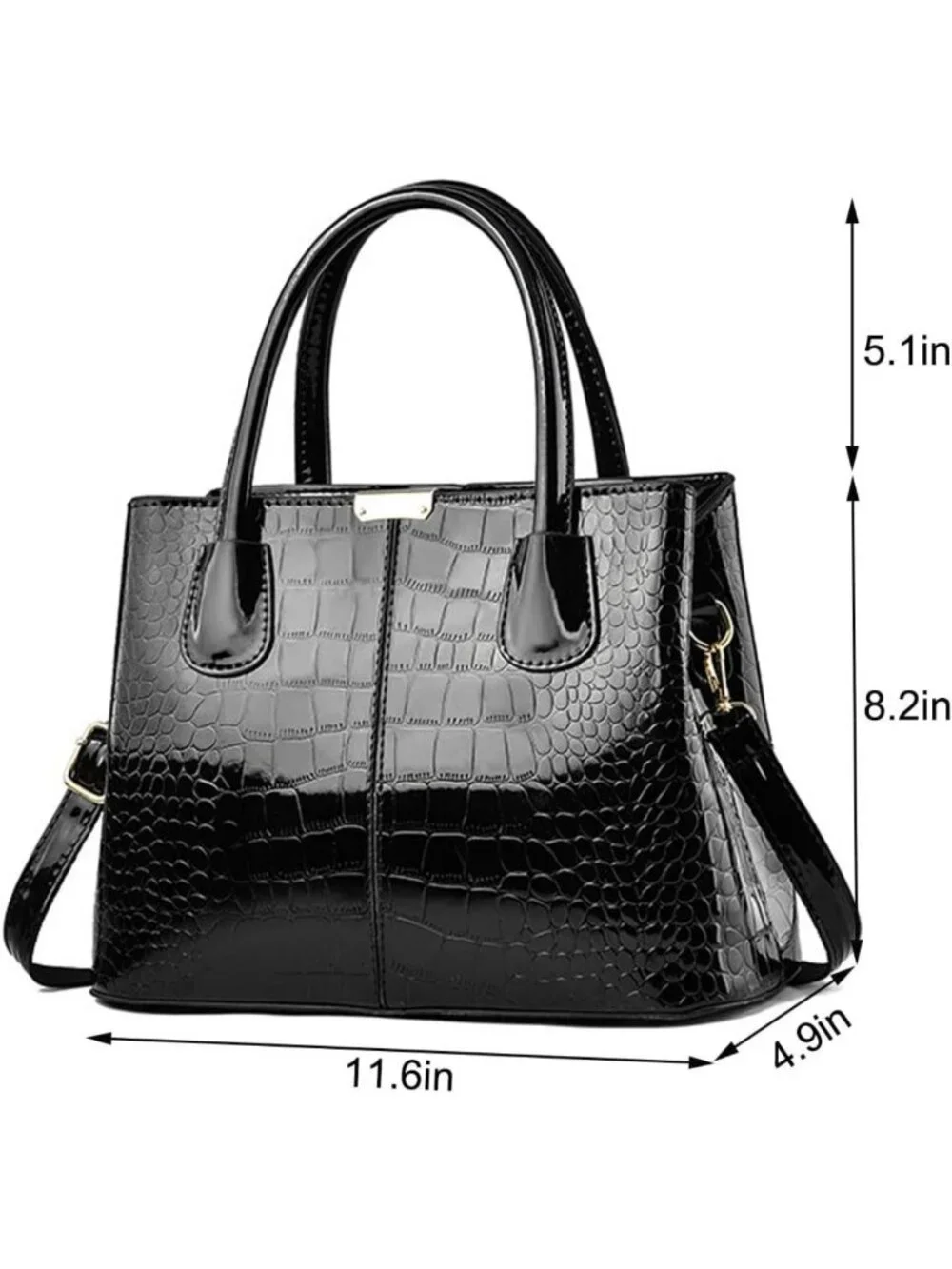 Stylish Patent Leather Crocodile Pattern Shoulder Bag & Tote for Women